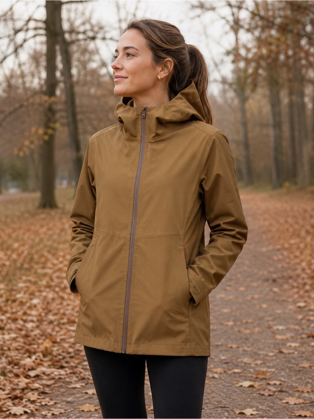 UNIQLO Women’s Small Blocktech Parka Jacket Golden Brown Hooded Waterproof